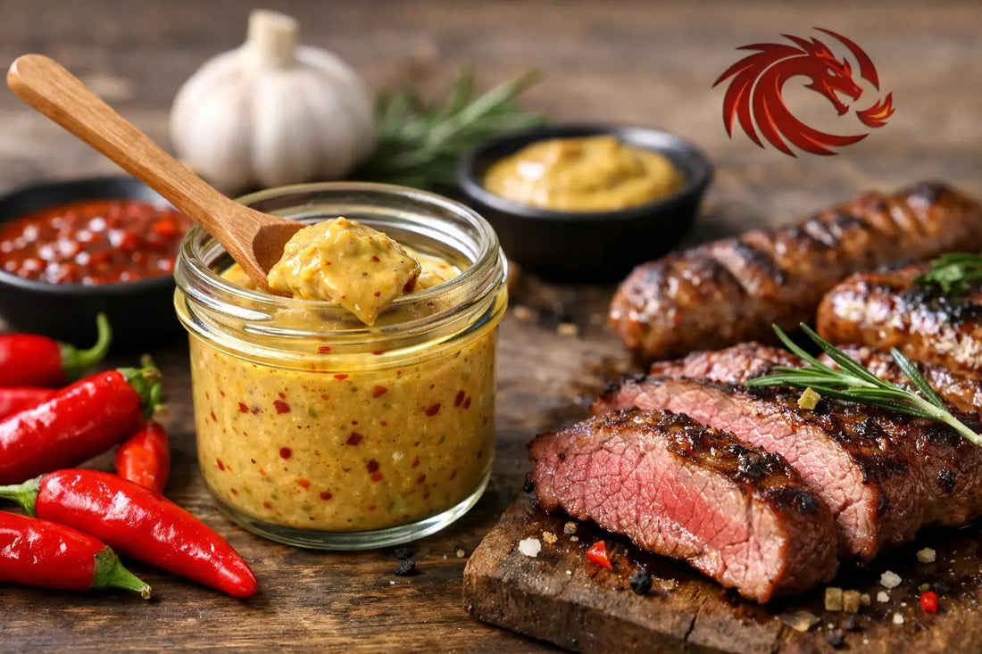 Peperoncino-Senf zu Fleisch kombinieren
